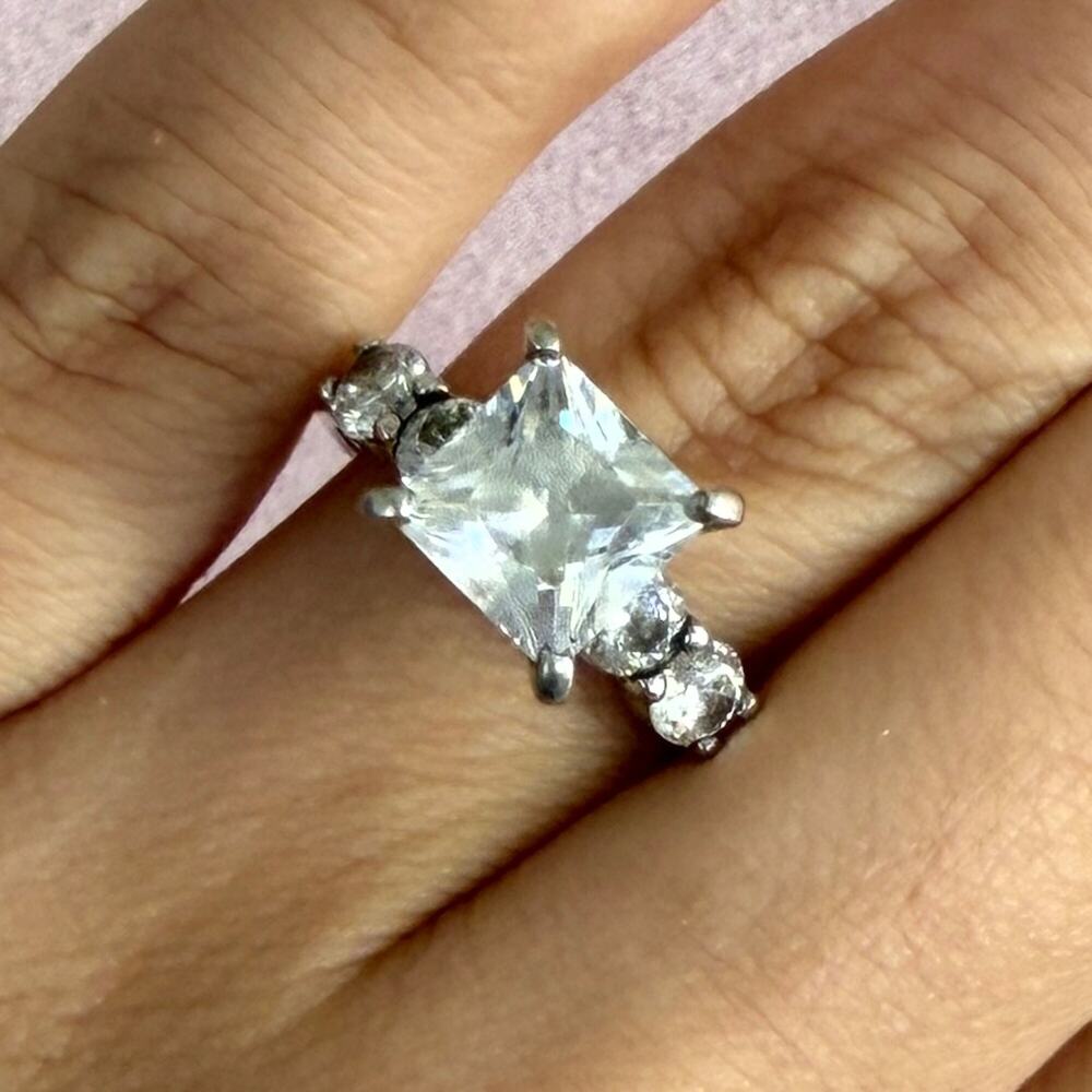 sterling silver princess-cut cz engagement ring size 8